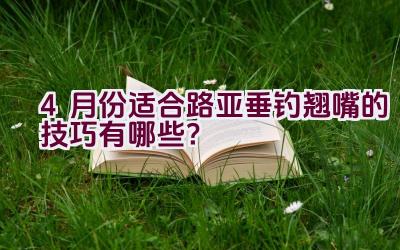 4月份适合路亚垂钓翘嘴的技巧有哪些？插图